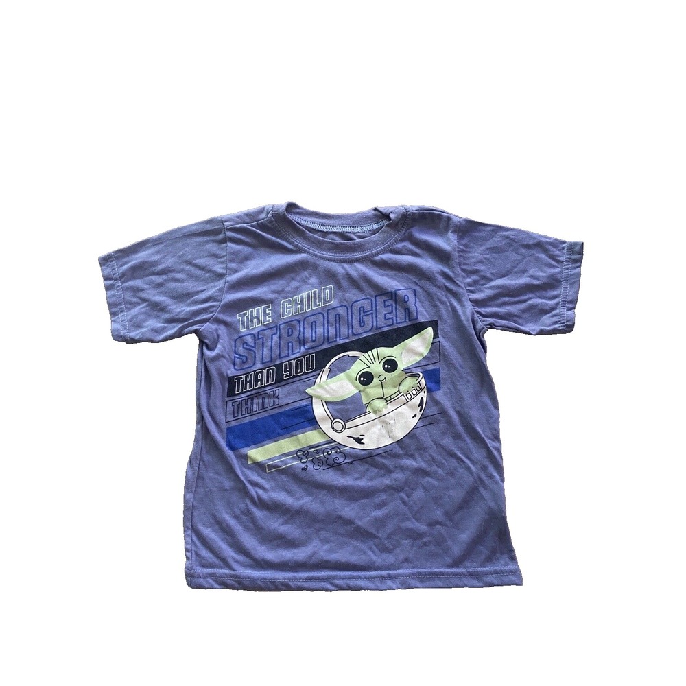 Star Wars Mandalorian Boys 5 Gray Grogu "Stronger Than You Think" T‑Shirt
